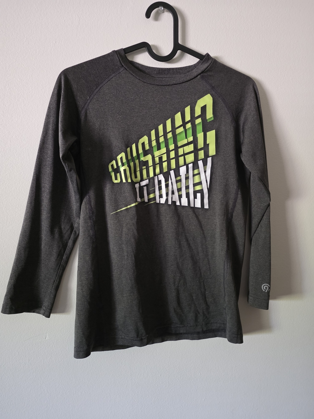 C9 by Champion Dark Gray Long-Sleeve Tee with Lime & White Graphic